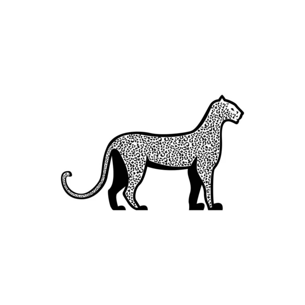 Vector Leopardensilhouette Ansicht Seite Für Retro Logos Embleme Abzeichen Etiketten — Stockvektor