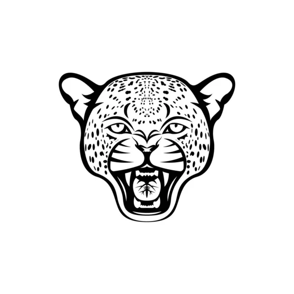 Cabeza Leopardo Vectorial Cara Para Logotipos Retro Emblemas Insignias Plantilla — Vector de stock