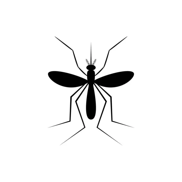 現実的な蚊を昆虫 白を基調としたモスキートシルエット ベクターイラスト — ストックベクタ