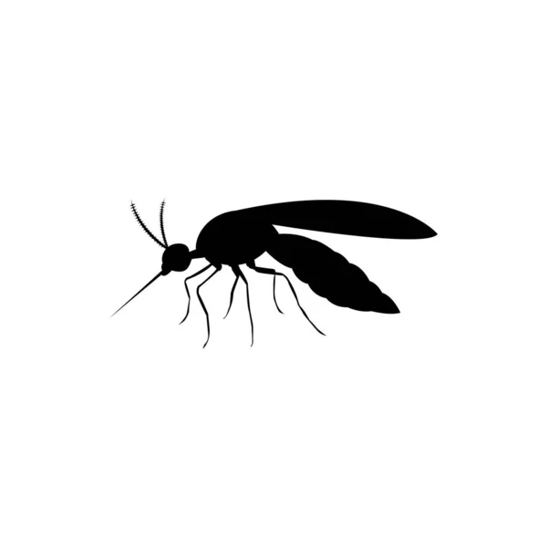 Inspire Mosquito Realista Sílhueta Mosquito Isolada Sobre Fundo Branco Ilustração — Vetor de Stock