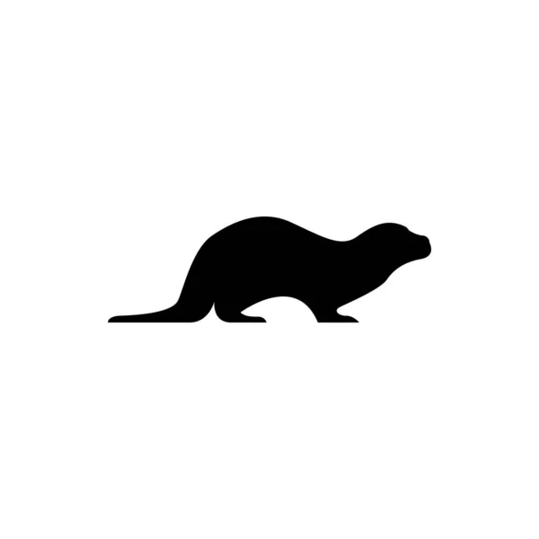 Vista Lateral Silueta Nutria Vectorial Para Logotipos Retro Emblemas Insignias — Vector de stock