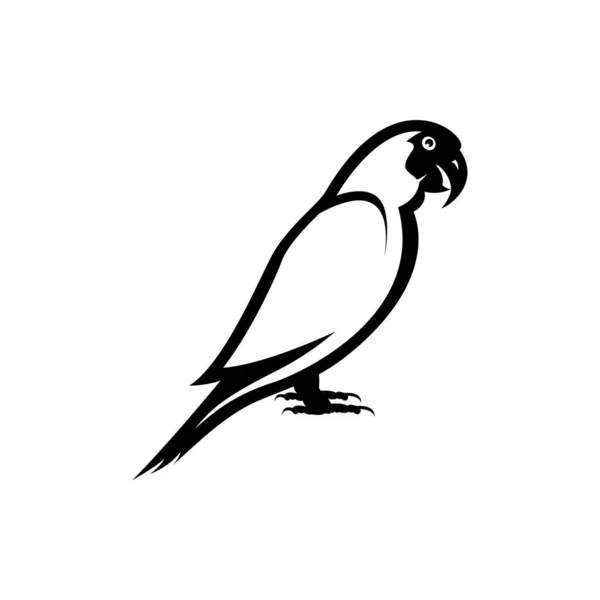Sílhueta Papagaio Tropical Projeto Vetorial Elementos Isolados Fundo Branco Logotipo — Vetor de Stock