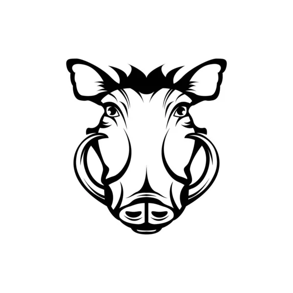 Cabeça Warthog Vetorial Rosto Para Logotipos Retro Emblemas Emblemas Modelo — Vetor de Stock
