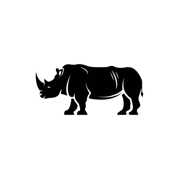 Vektorová Silueta Nosorožce Pro Retro Loga Emblémy Odznaky Štítky Šablony — Stockový vektor