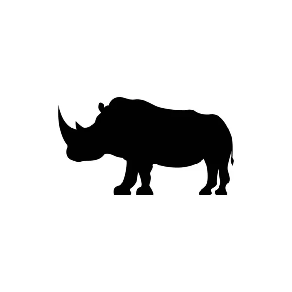 코뿔소 실루엣은 역로고 빈티지 디자인 요소의 측면을 보여준다 배경에 — 스톡 벡터