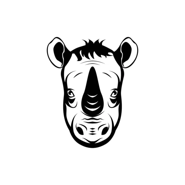 Cabeça Rinoceronte Vetorial Rosto Para Logotipos Retro Emblemas Emblemas Modelo —  Vetores de Stock