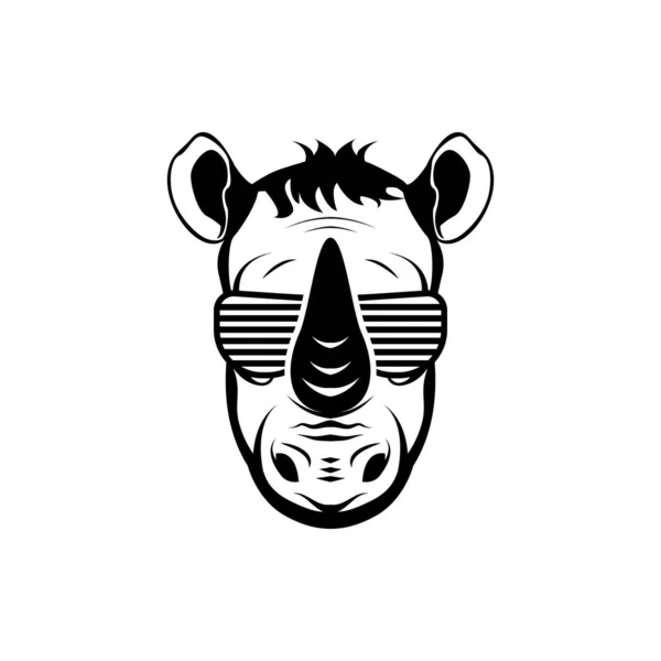 Tête Rhinocéros Vectorielle Visage Pour Logos Rétro Emblèmes Badges Gabarits — Image vectorielle