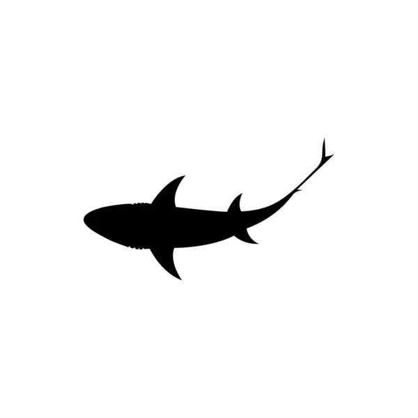 Shark Vector Silhouette Monochrome Illustration Stylized Shark Isolated White Background — Stock Vector