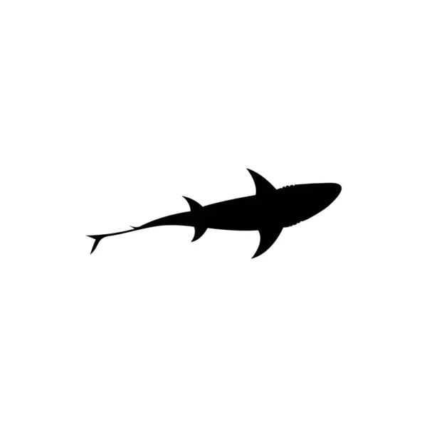 Shark Vector Silhouette Monochrome Illustration Stylized Shark Isolated White Background — Stock Vector