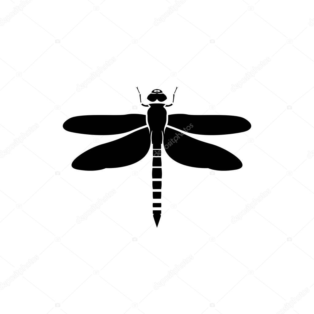 Dragonfly silhouette icon. Vector Illustrations.
