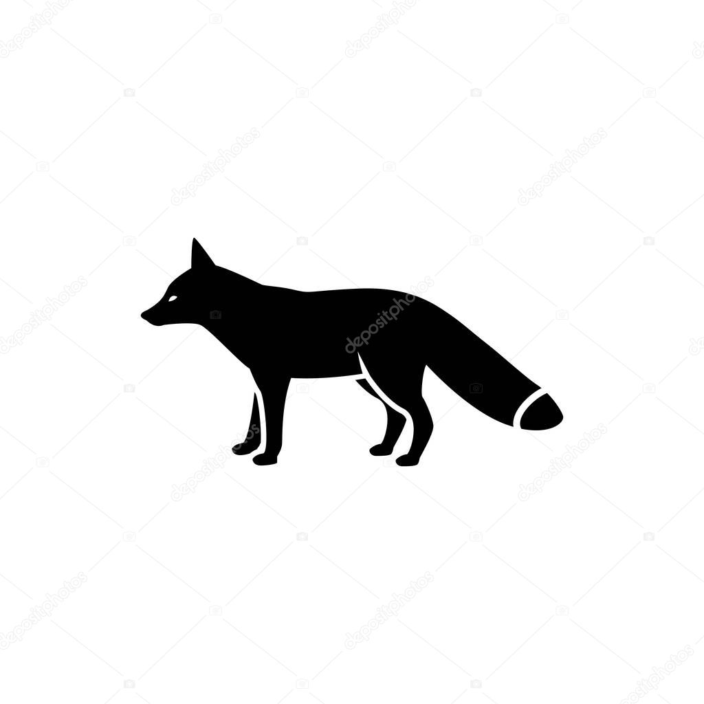 Vector fox silhouette view side for retro logos, emblems, badges, labels template vintage design element. Isolated on white background