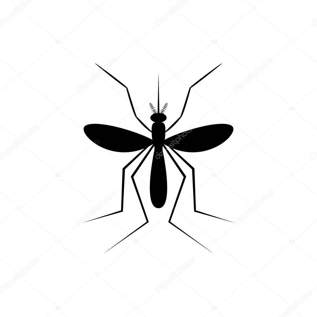 Insect a realistic mosquito. Mosquito silhouette isolated on white background. Vector illustration
