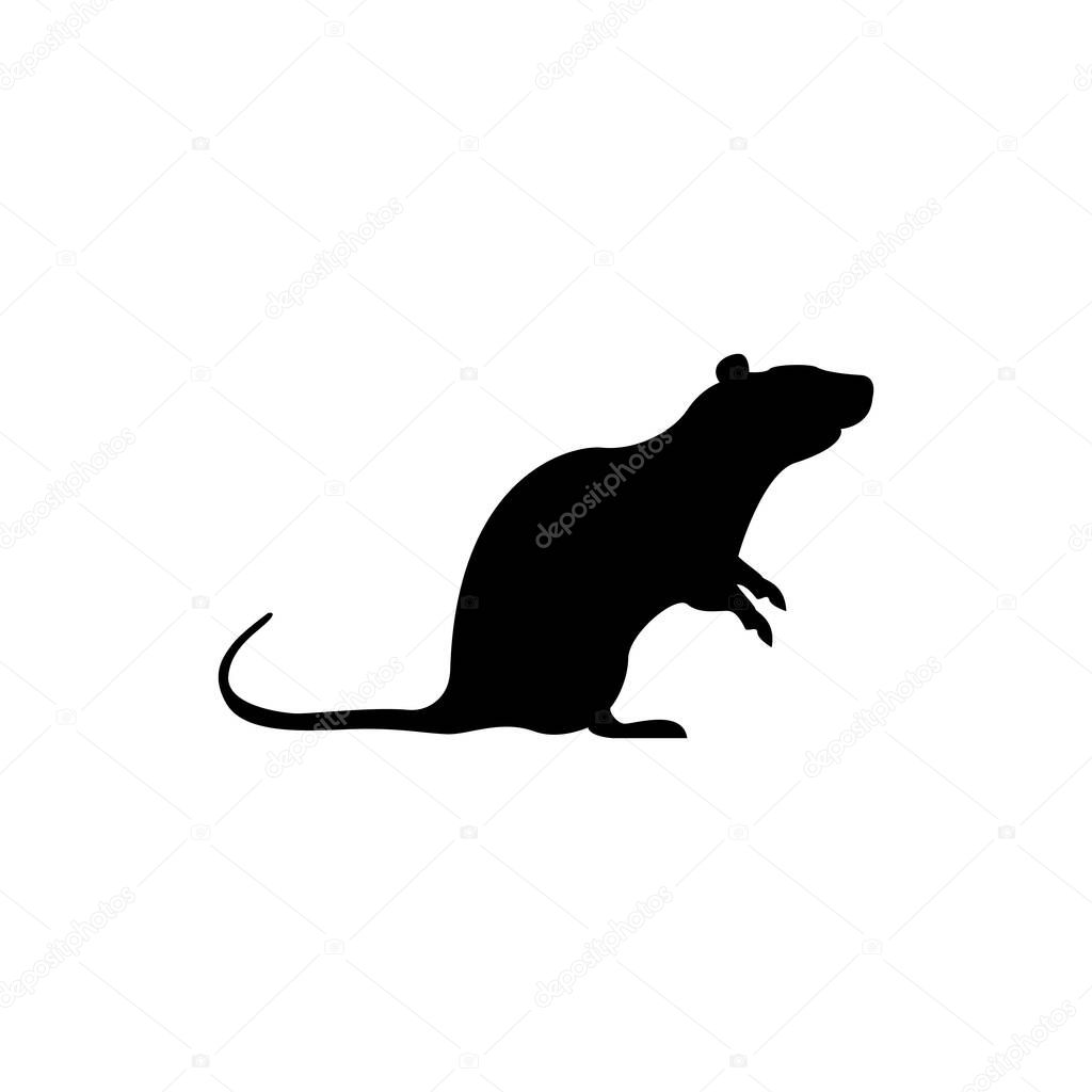 Vector rat silhouette view side for retro logos, emblems, badges, labels template vintage design element. Isolated on white background