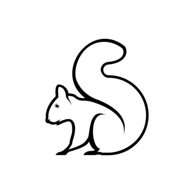 Retro logolar, amblemler, rozetler, etiketler, klasik tasarım elementleri için vektör sincap siluet görünümü. Beyaz arkaplanda izole