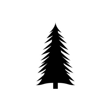 Noel Ağacı, Siyah Pictogram Beyaz Arkaplanda izole edilmiş, Kış Tatil Sembolleri. Vektör