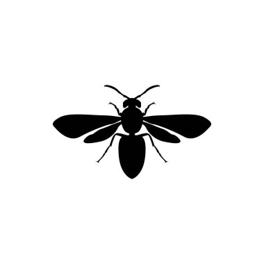 Böcek arısı, siyah eşekarısı silueti. İğneleyici bir böcek, bir böcek. Düz dizayn. Vektör