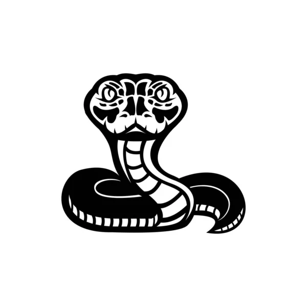 Ilustración Silueta Serpiente Serpiente Negra Aislada Sobre Fondo Blanco Diseño — Vector de stock