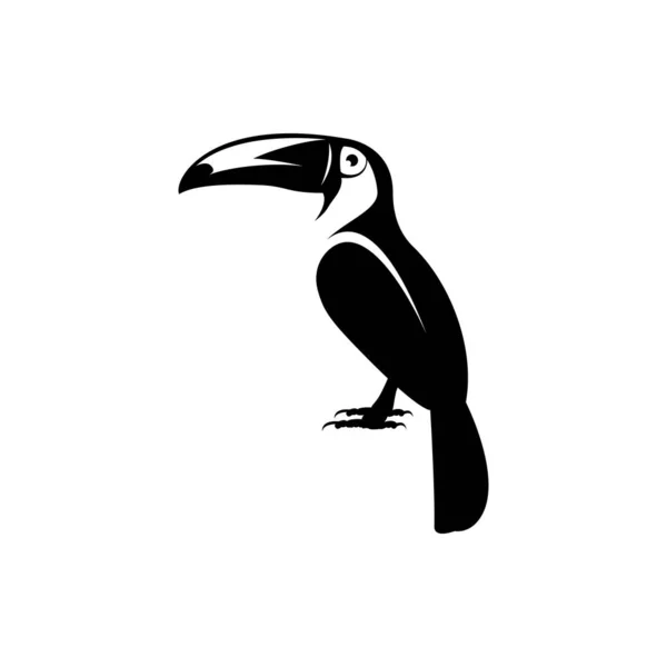 Toucan Pássaro Estilo Plano Vetor Logotipo Modelo Isolado Fundo Branco — Vetor de Stock