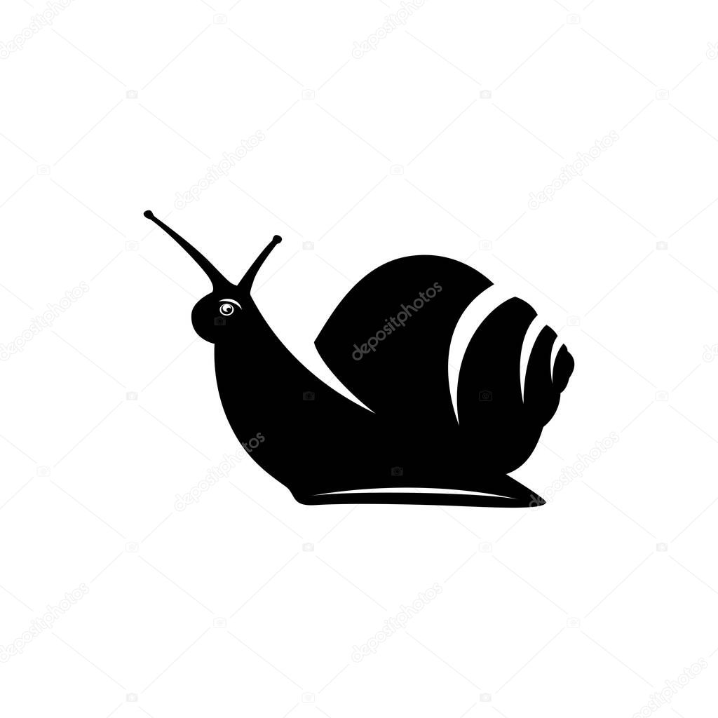 Snail silhouette. Vector illustration. Abstract snail on white background
