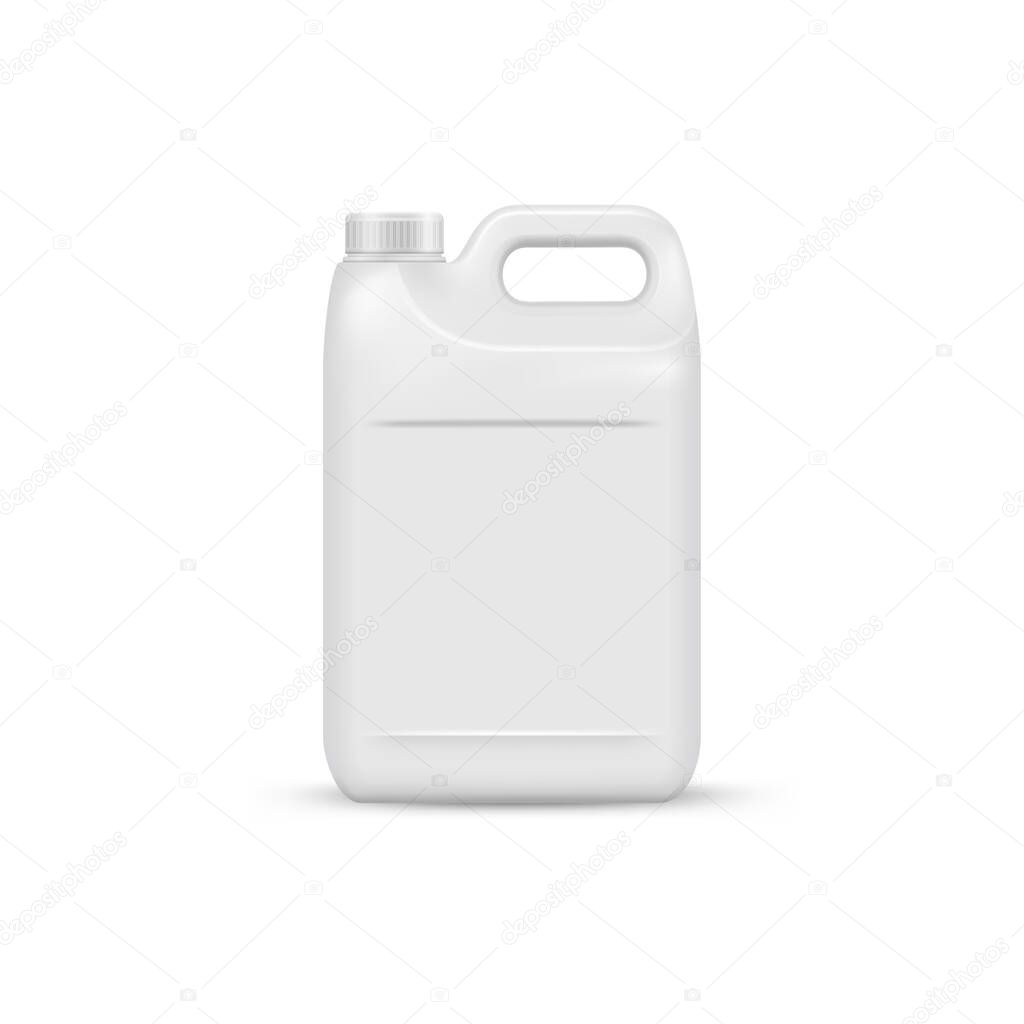 mock up Plastic canister, liquid laundry detergent package, realistic blank plastic white canister. Mockup for brand and package design