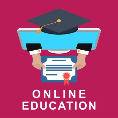  Çevrimiçi Öğrenme, Webinar, Çevrimiçi Eğitim, İş Eğitimi. Düz Vektör İllüstrasyon Bilgi Uzmanlığı Zeka Öğrenme Konsepti