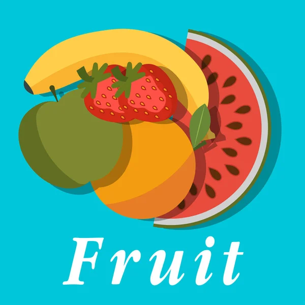 Fruitmenu Flyer Ontwerp Sjablonen Vector Illustratie Met Realistisch Tropisch Zomerfruit — Stockvector