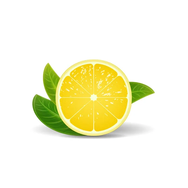 黄色のレモン柑橘類の果実の熟したスライスは白い背景に隔離されたスタンド レモン柑橘系の果実くさび ベクターイラスト — ストックベクタ