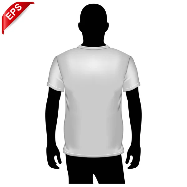 Blanke Mannen Shirt Realistische Mockup Vectorillustratie — Stockvector