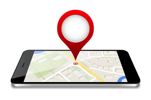 Mapa Navegación Gps Aplicación Mapas Teléfonos Inteligentes Punto Referencia Rojo Vectores de stock libres de derechos