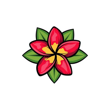 Beyaz arka planda çiçek desenli Plumeria çiçeği kavramı, çiçekleri izole etti. Vahşi yaz yabani yaprak kır çiçeği vektör illüstrasyonu. İş ziyareti kartı, tipografi vektörü, tişört için baskı fikri.