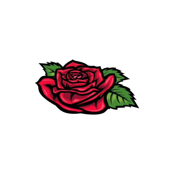 Vintage Czerwona Kwitnąca Koncepcja Róży Białym Tle Odizolowany Kwiatowy Kwiat — Wektor stockowy