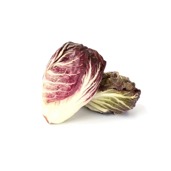 Raw Organic Purple Radicchio Lechuga Vegetal Aislado Sobre Fondo Blanco — Foto de Stock