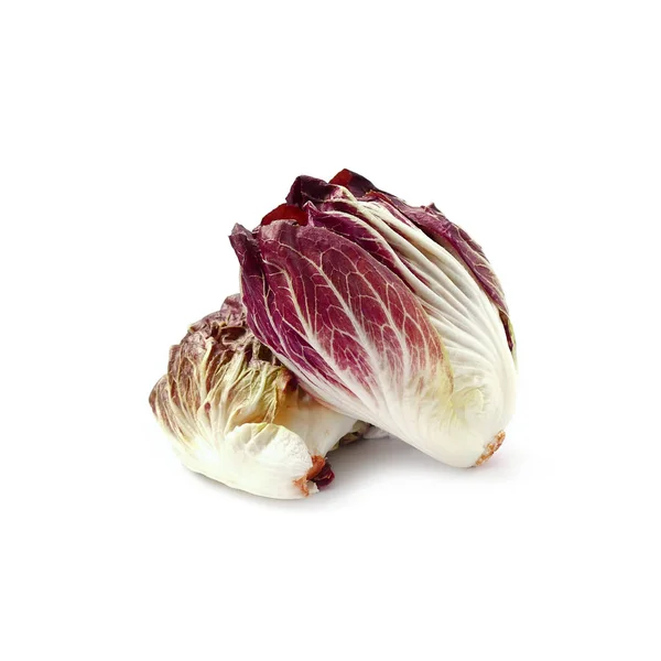 Raw Organic Purple Radicchio Insalata Vegetale Isolata Fondo Bianco — Foto Stock