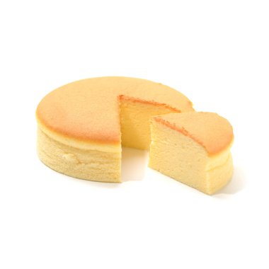 Ev yapımı tereyağı cheesecake izole beyaz arka plan üzerinde