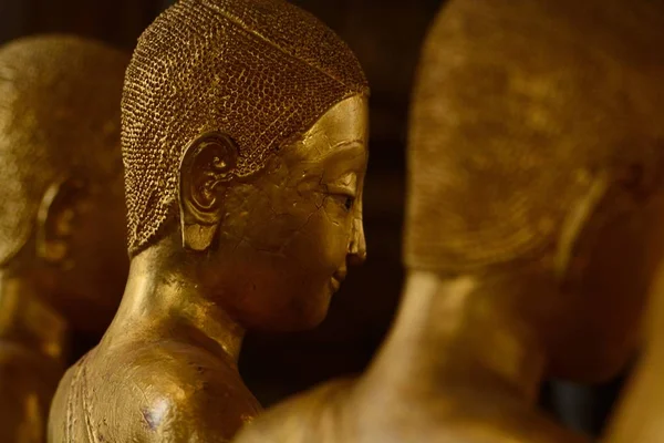 Ordained Female Monks Bhikkunis Surround Buddha Sculpture Some Oldest Rarest — стоковое фото