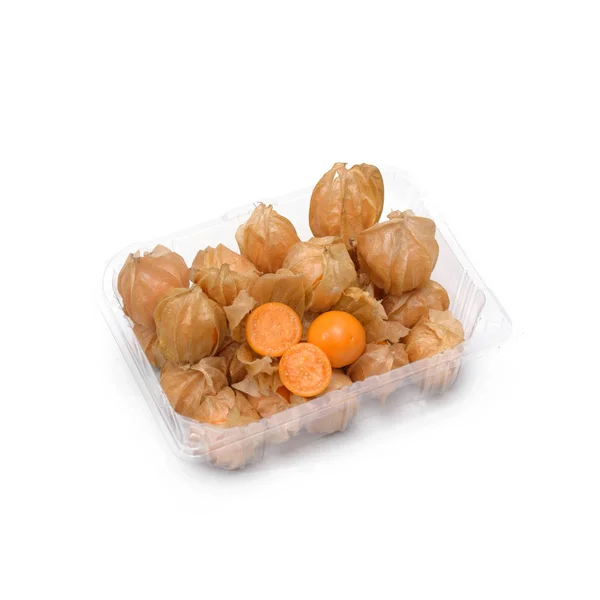 Cape Gooseberry Fruit Food Container Isolate White Background — Stock Photo, Image