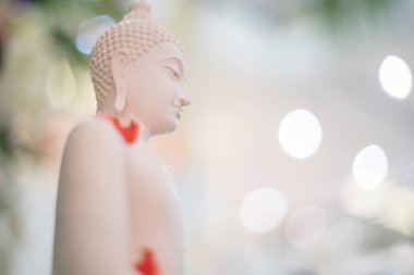 Güzel arka plan üzerinde heykel beyaz Buddha