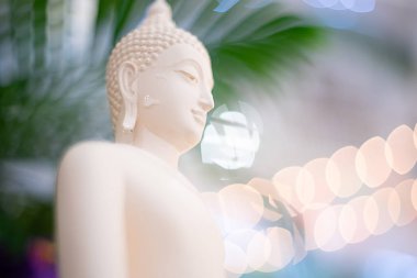 Güzel arka plan üzerinde heykel beyaz Buddha