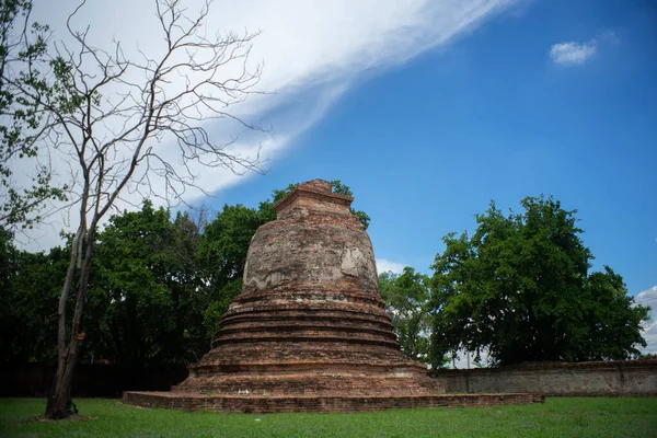 Αρχαία Παγόδα Στο Wat Mahaeyong Ayuttaya Ταϊλάνδη — Φωτογραφία Αρχείου