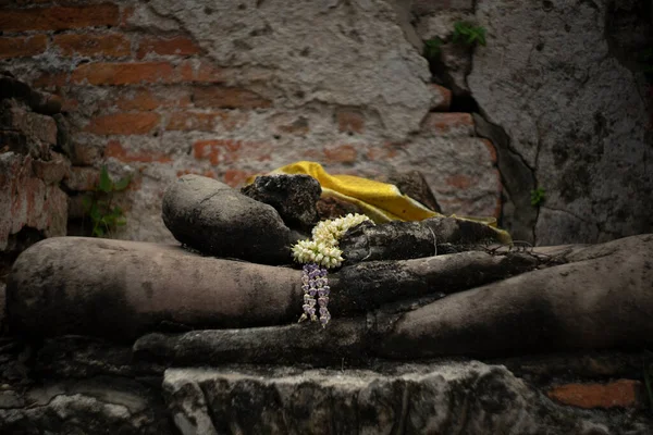 Antica Arenaria Del Buddha Wat Mahaeyong Ayuttaya Thailandia — Foto Stock