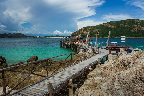 Koh Kham Eiland Dock Mooie Houten Brug Koh Kham Tropisch — Stockfoto