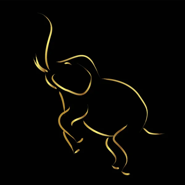 Elefante Con Elementos Borde Dorado Mano Estilo Pincel Bosquejo Ilustración — Vector de stock