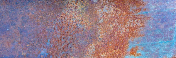 Fond Texture Métallique Rouillée Avec Des Traces Corrosion Panorama — Photo