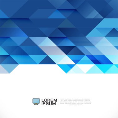 Soyut mavi geometrik düzen şablonu beyaz arka plan üzerinde beyaz boşluk alt pozisyona. İş veya teknoloji, kapak, online sunum Web sitesi öğesi için modern arka plan.
