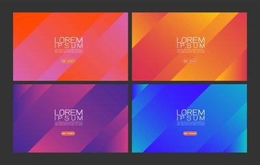 Açılış sayfası veya promosyon için soyut renkli degrade arka plan ve fırça darbesi doku seti, kurumsal iş tasarımı, Vektör illüstrasyon 