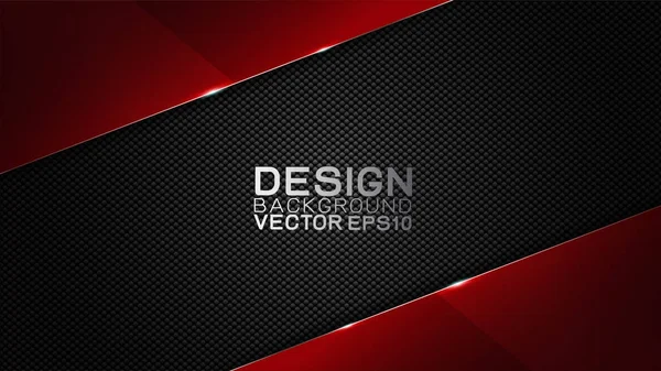 Vector design trendy and technology concept. Fame border dimension by carbon fiber texture shiny red and copy space on darkness background, Abstract technology template. — Stock Vector
