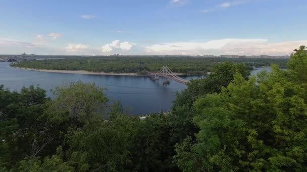 Vista Sobre Ilha Dnieper Trukhanov Kiev Ucrânia Rio Dniepro Quarto — Vídeo de Stock