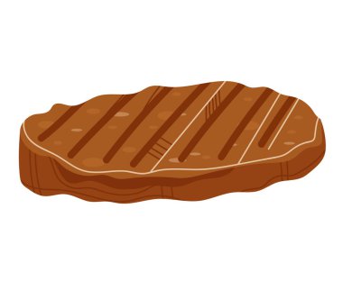 Et tavası, taze yemek, pişirme, yumuşak biftek, kızarmış arka plan, beyaz, tasarım, düz çizim.