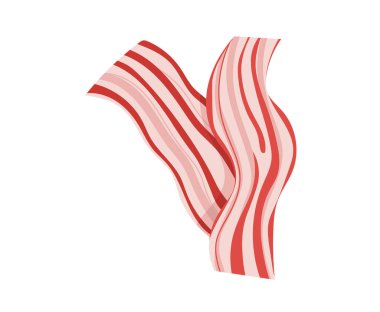 Et pastırması, lezzetli ızgara yemek, kahvaltıda hızlı atıştırmalık, çizgi film stili vektör çizimi, beyaz üzerine izole edilmiş..