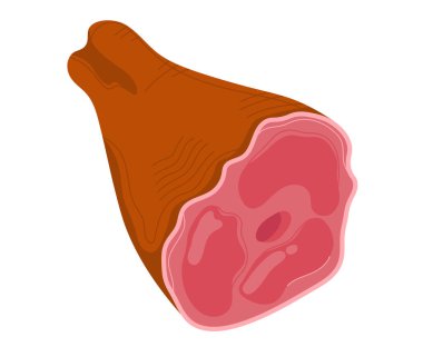 Kırmızı et, sığır filetosu, barbekü pirzolası, çiğ patron dilimi, kesilmiş domuz eti, beyaz, tasarım, düz stil vektör çizimi..